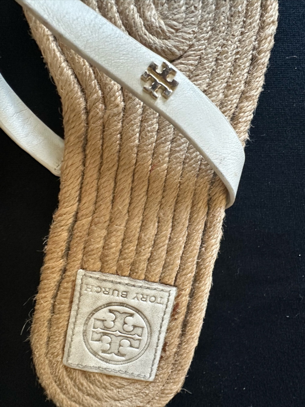Tory Burch White Leather Double-Strap Espadrille Slide Sandals - Picture 7 of 8